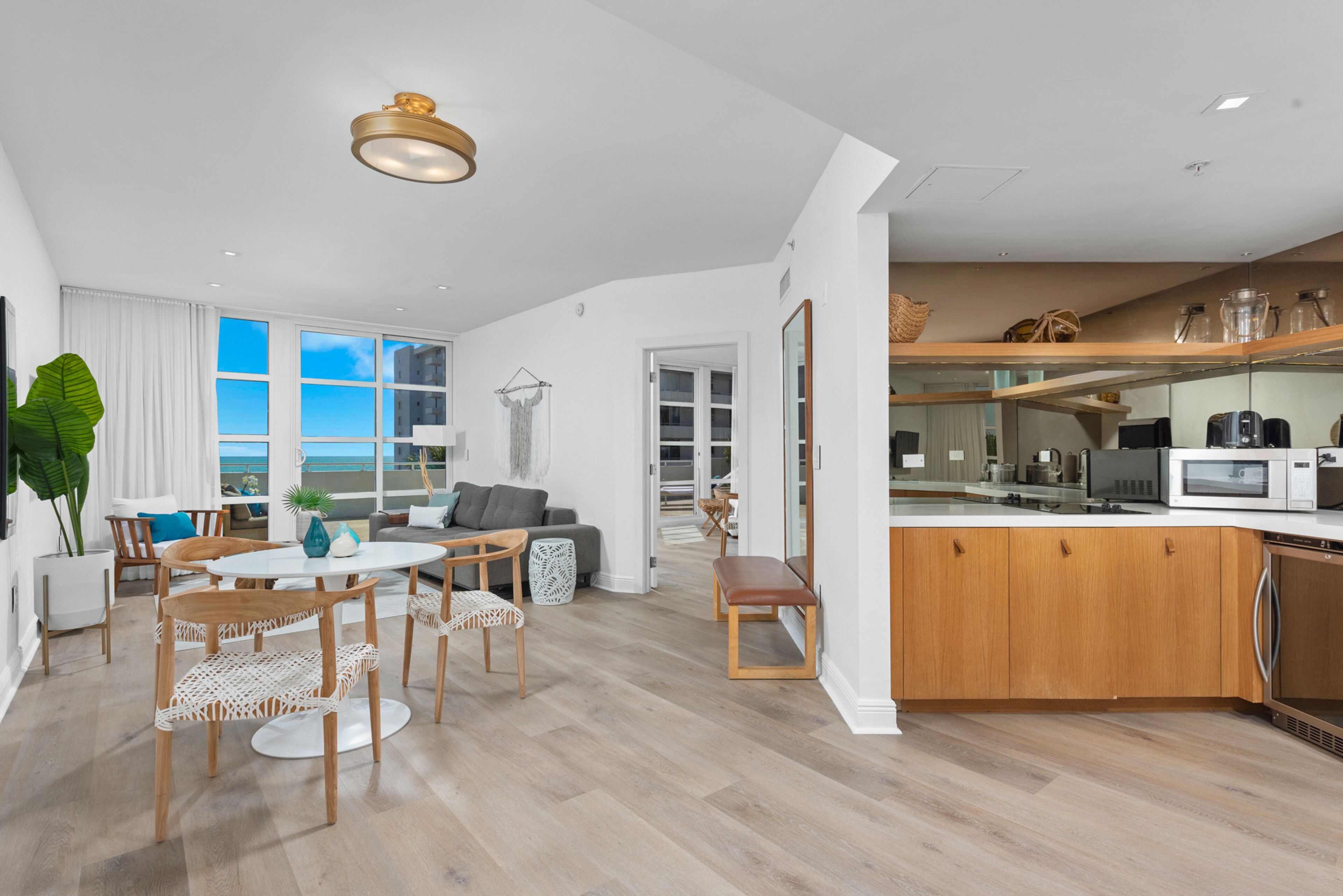 Flat-screen TV, iPod dock