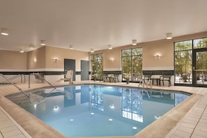 Indoor pool, open 6:00 AM to 11:00 PM, pool loungers
