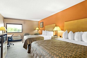 Standard Room, 2 Queen Beds, Non Smoking, Refrigerator & Microwave | Pillowtop beds, desk, blackout drapes, iron/ironing board