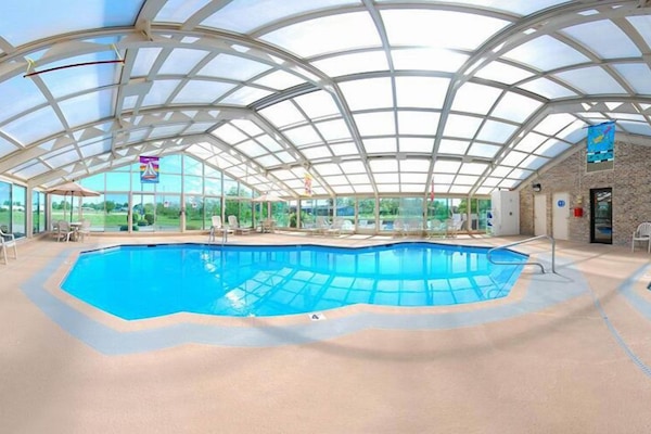 Indoor pool, open 8 AM to 11 PM, sun loungers