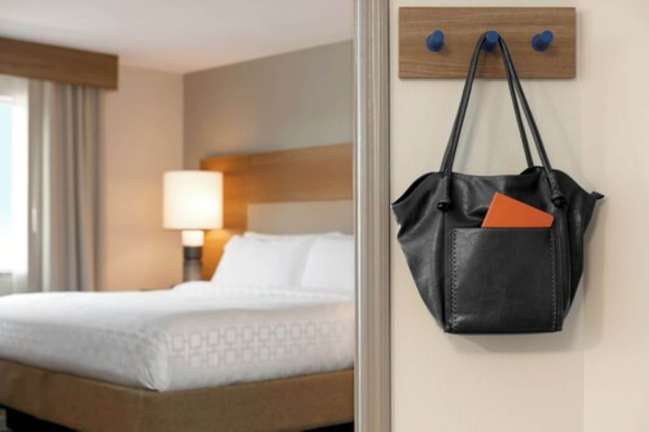 Desk, laptop workspace, blackout drapes, iron/ironing board