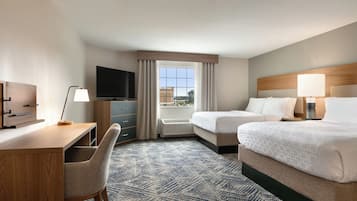 Studio, 2 queensize-senger | Skrivebord, skrivebord for bærbar PC og blendingsgardiner