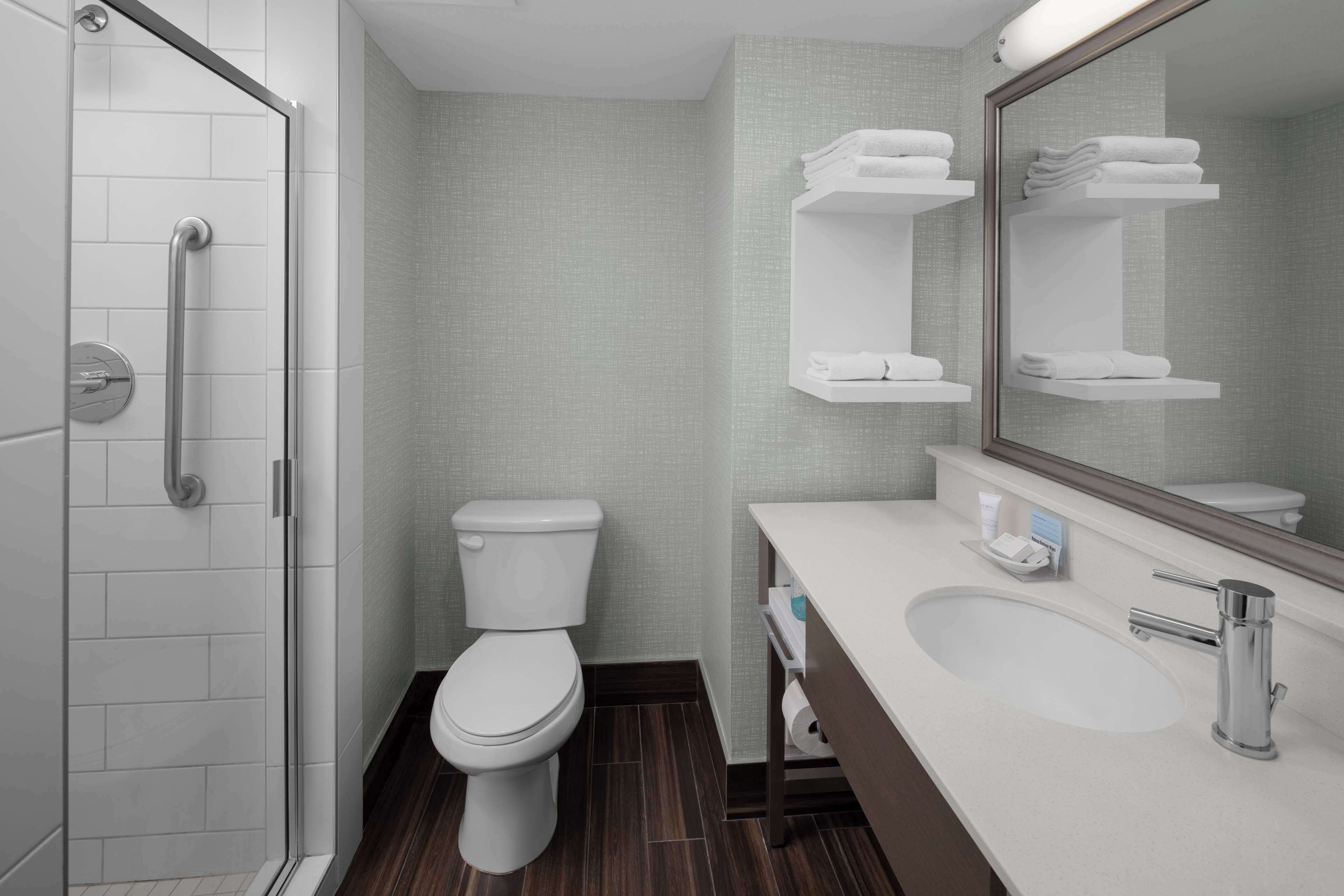 free toiletries, hair dryer, towels