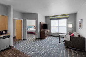 Suite, 1 King Bed, Accessible, Non Smoking | Living area | 32-inch LCD TV with satellite channels, TV