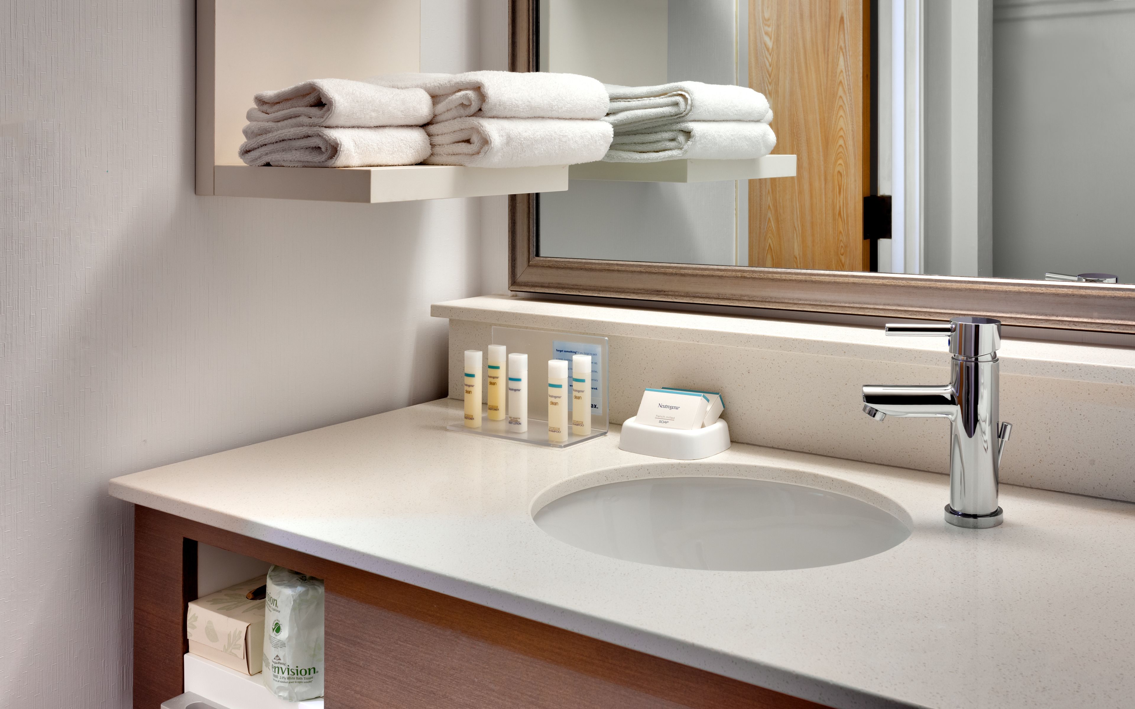 free toiletries, hair dryer, towels