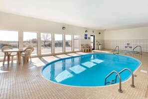 Indoor pool, open 10 AM to 10 PM, sun loungers