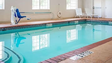 Indoor pool, outdoor pool, sun loungers