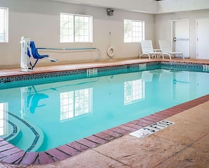 Indoor pool, outdoor pool, sun loungers