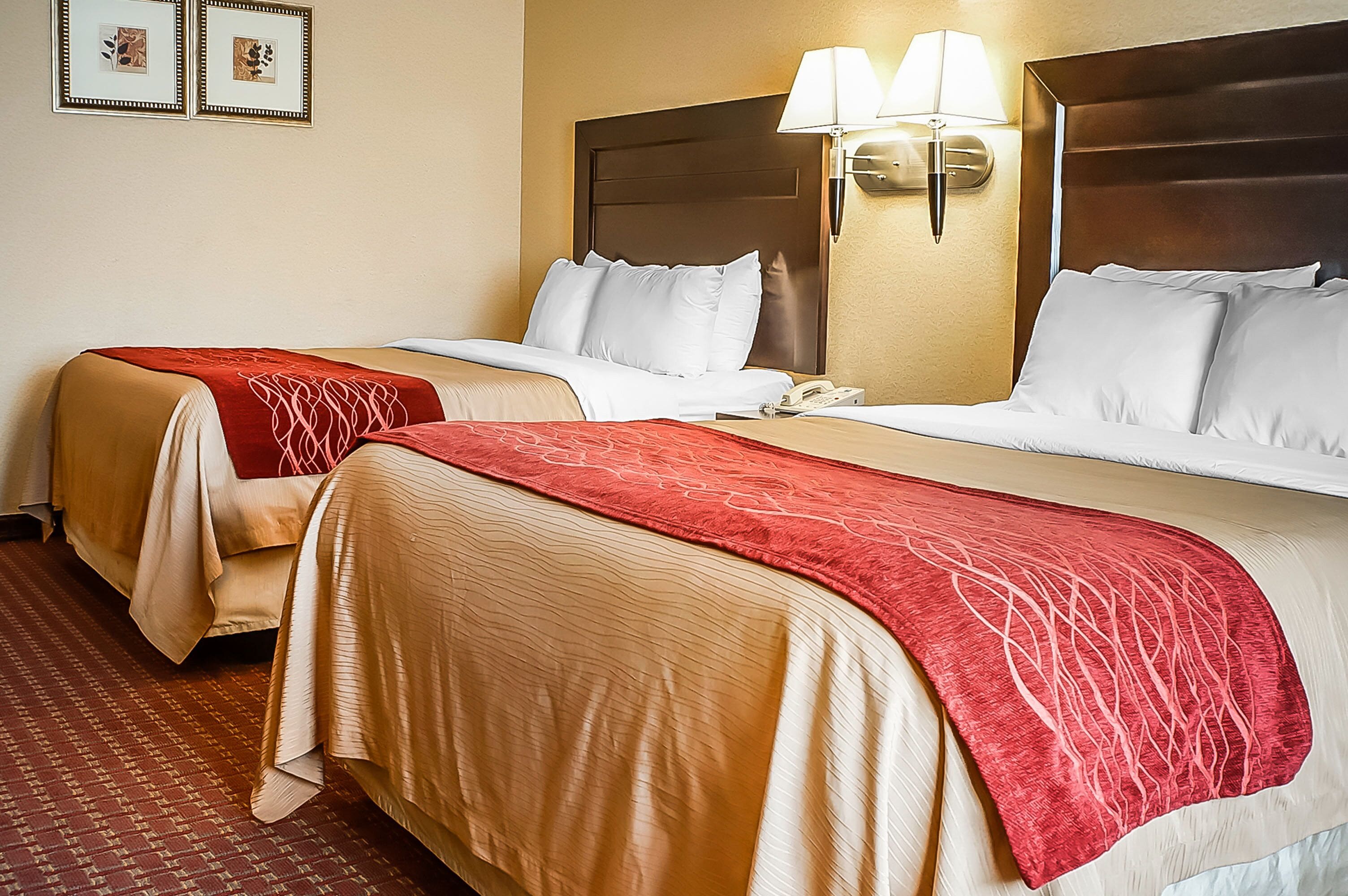 standard room, 2 queen beds, non smoking | in-room safe, iron/ironing board, free wifi, alarm clocks