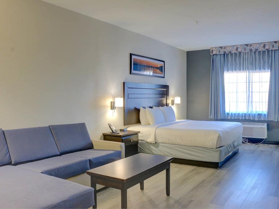 Suíte, 1 cama King, para não fumantes | Cofres nos quartos, ferros/tábuas de passar roupa, Wi-Fi de cortesia