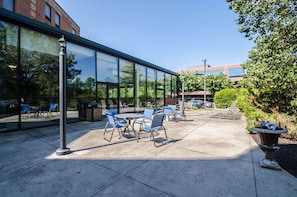 Indoor pool, open 10:00 AM to 10:00 PM, pool loungers