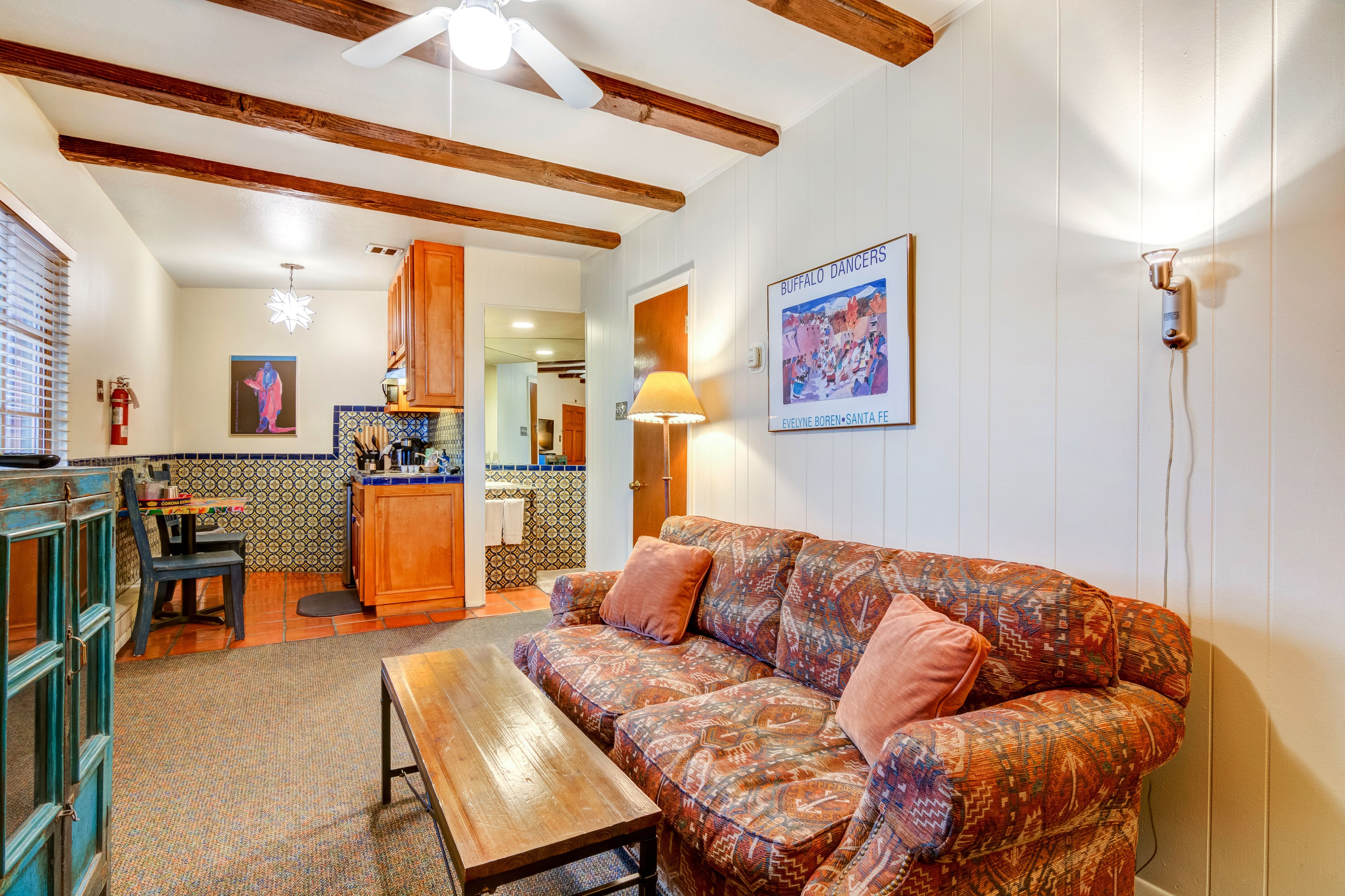 room, 1 queen bed, kitchenette (not pet friendly) | living area | flat-screen tv