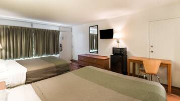 Desk, free WiFi, bed sheets, alarm clocks