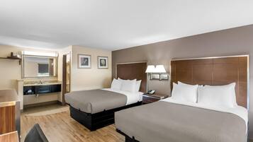 Desk, iron/ironing board, free WiFi, alarm clocks