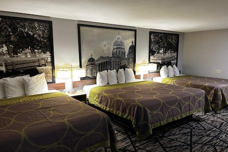 Studio Suite, Multiple Beds, Non Smoking | Pillowtop beds, desk, laptop workspace, iron/ironing board. Super 8 by Wyndham Pella