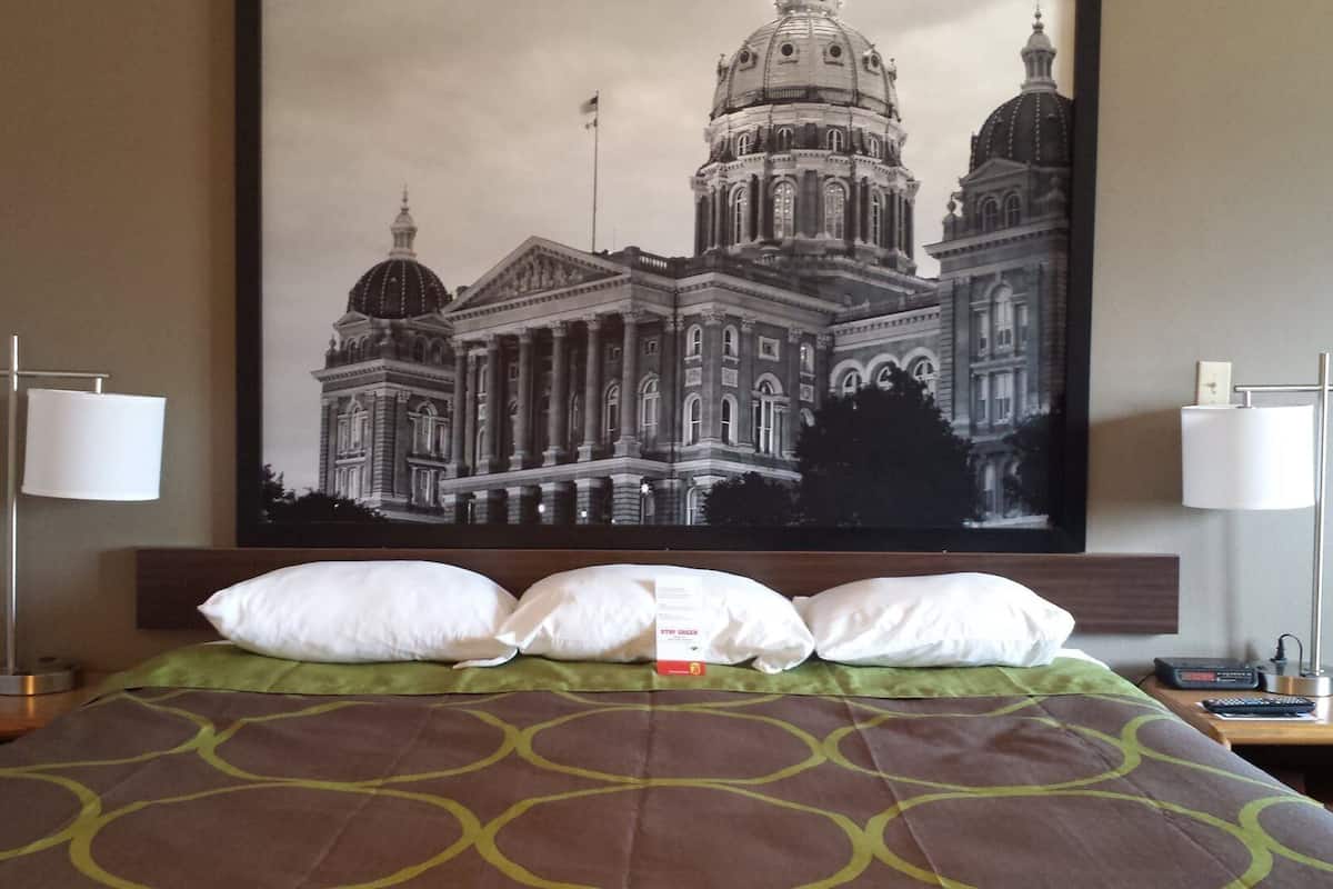 Pillow-top beds, desk, laptop workspace, iron/ironing board