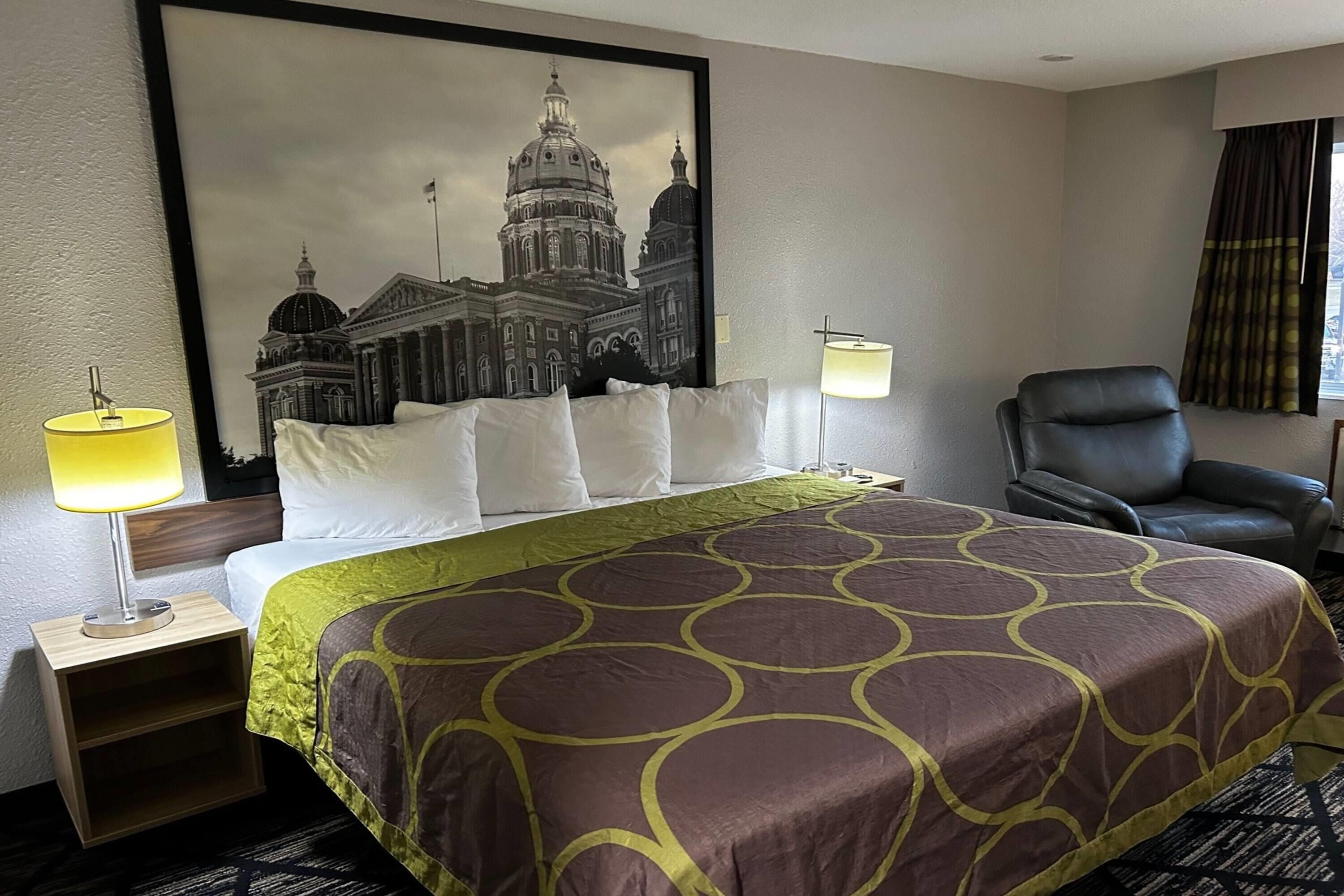 Pillowtop beds, desk, laptop workspace, iron/ironing board