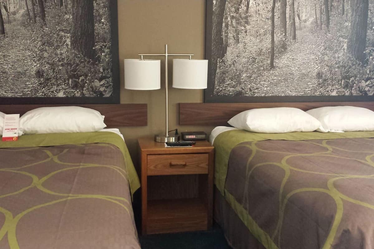 Pillow-top beds, desk, laptop workspace, iron/ironing board