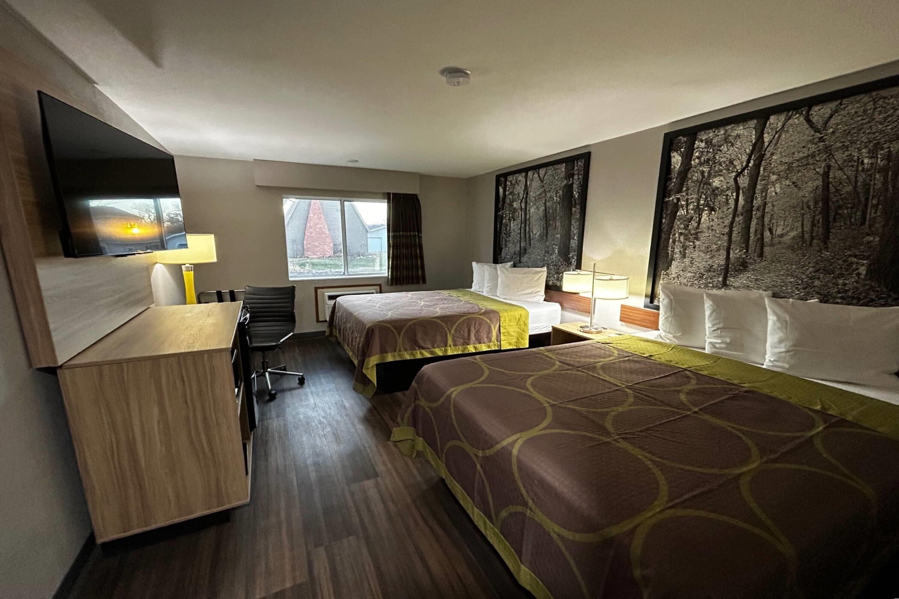 Room, Multiple Beds, Non Smoking | Pillowtop beds, desk, laptop workspace, iron/ironing board