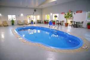 Indoor pool, open 9:00 AM to 9:00 PM, sun loungers