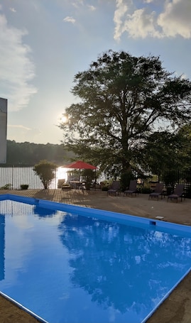 Outdoor pool, sun loungers