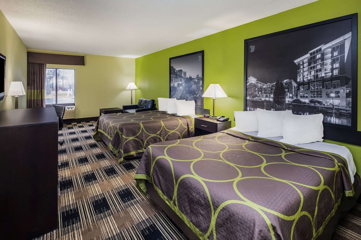 studio suite, 2 queen beds, non smoking | desk, blackout curtains, iron/ironing board, free cots/infant beds