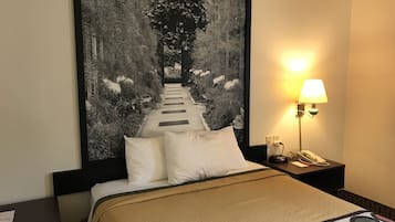 Desk, free WiFi, bed sheets, alarm clocks