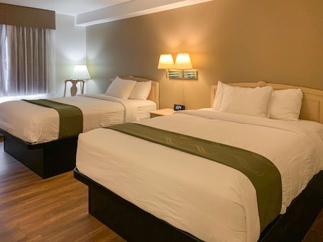 Standard Room, 2 Queen Beds, Non Smoking | Individually furnished, desk, laptop workspace, iron/ironing board