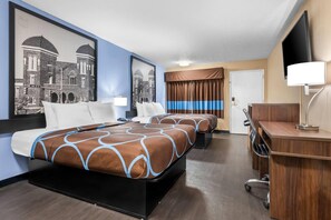 Room, 2 Queen Beds, Mobility Accessible, Non Smoking (Roll-in Shower) | In-room safe, desk, iron/ironing board, rollaway beds