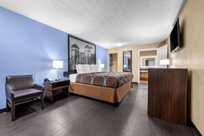 Room, 1 King Bed, Non Smoking (Mobility Accessible Room w/ Grab Bar) | In-room safe, desk, laptop workspace, iron/ironing board
