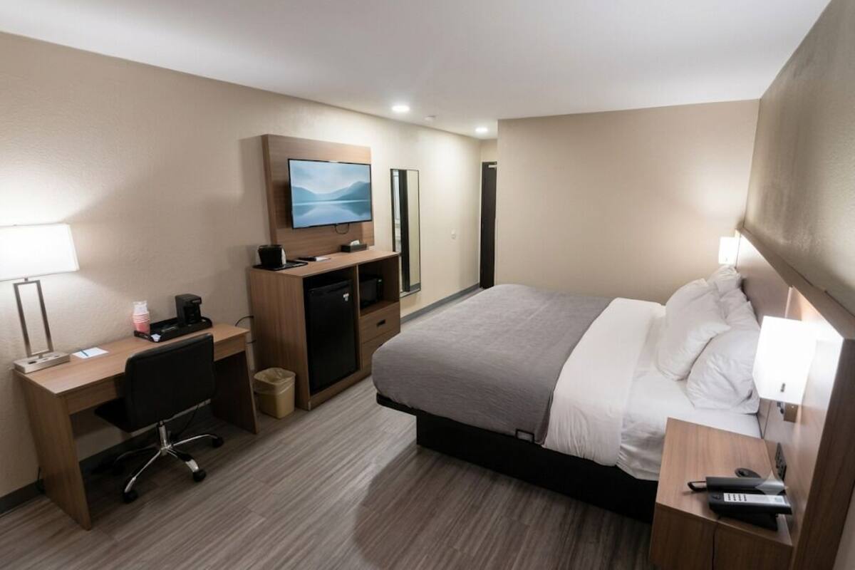 Kamer, 1 kingsize bed, toegankelijk voor mindervaliden, niet-roken | Een bureau, een strijkplank/strijkijzer, gratis babybedden, gratis wifi