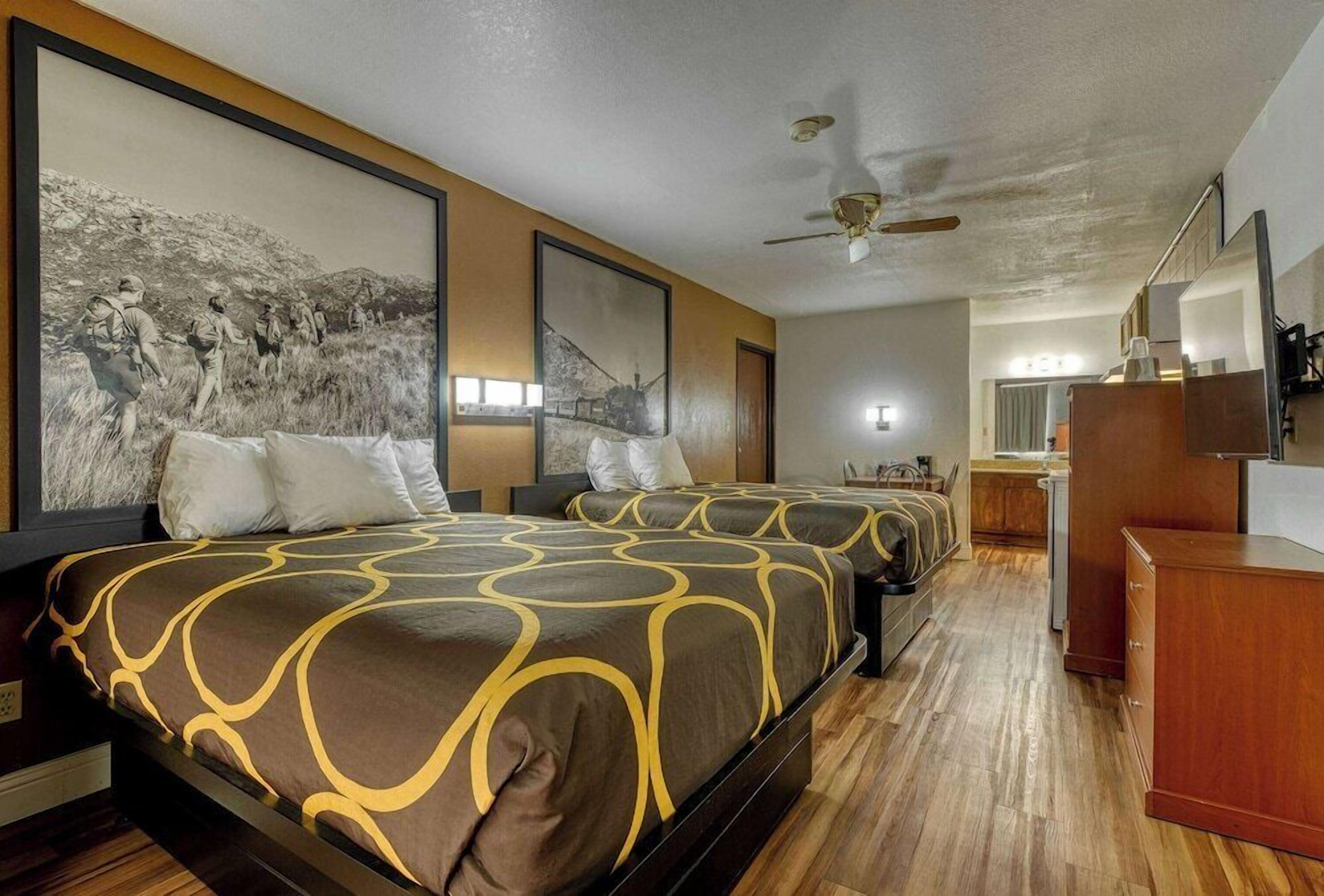 Premium bedding, desk, blackout curtains, iron/ironing board