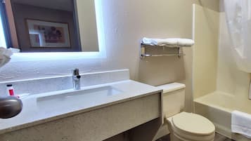 Bathtub, free toiletries, hair dryer, towels