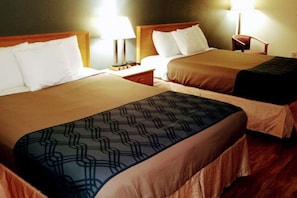 Standard Room, 2 Queen Beds, Non Smoking | Desk, iron/ironing board, free WiFi, bed sheets