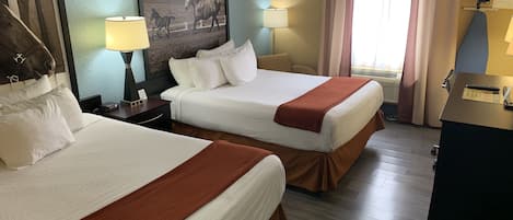 Standard Room, 2 Queen Beds | Desk, blackout drapes, iron/ironing board, free WiFi