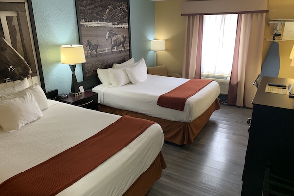 Standard Room, 2 Queen Beds | Desk, blackout drapes, iron/ironing board, free WiFi