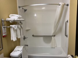 Free toiletries, hair dryer, towels