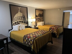 Desk, blackout curtains, iron/ironing board, free cots/infant beds