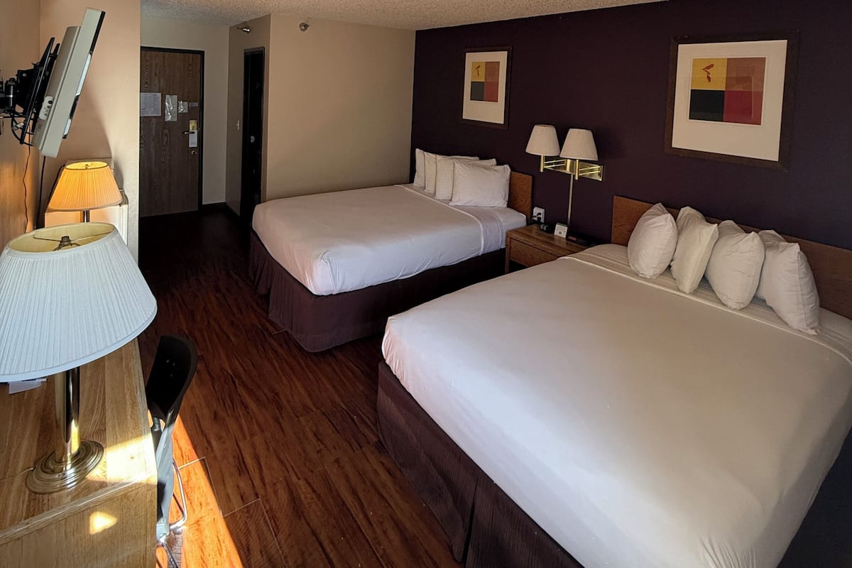 Room, 2 Queen Beds | Desk, iron/ironing board, cribs/infant beds, rollaway beds
