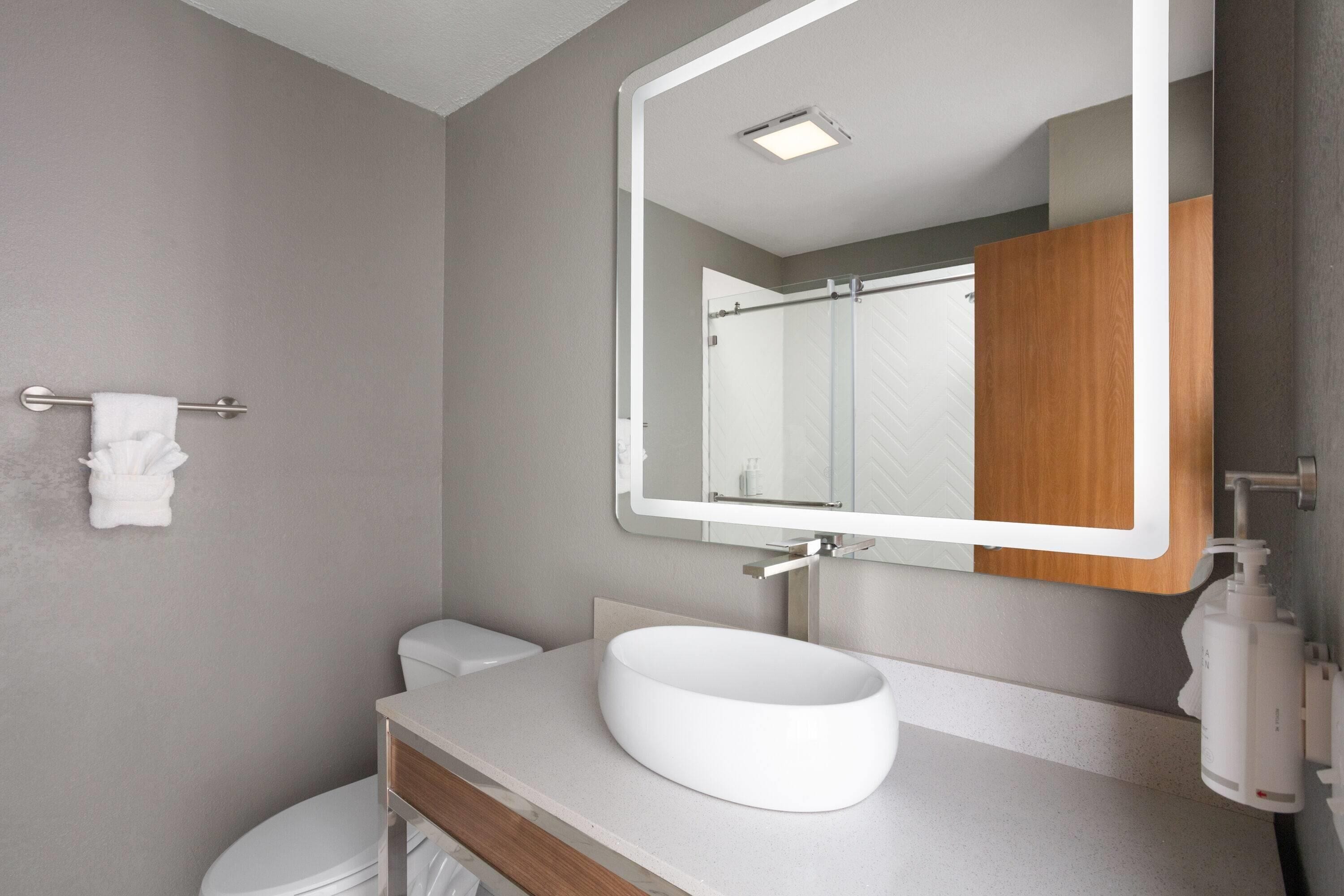 Deluxe Room, 1 King Bed | Bathroom | Shower, free toiletries, hair dryer, towels
