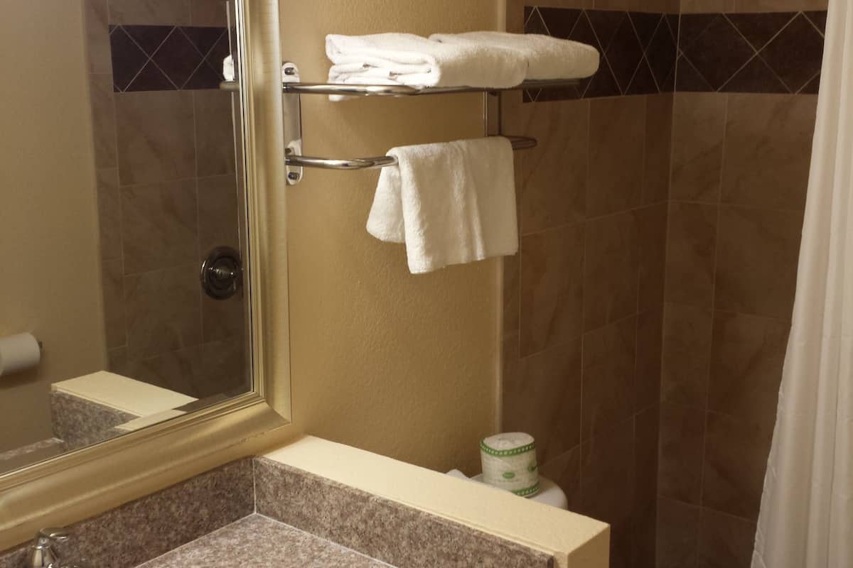 free toiletries, hair dryer, towels, soap