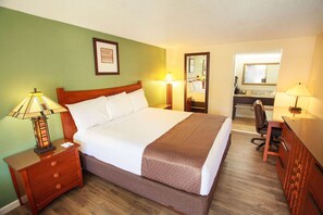 Premium bedding, desk, blackout curtains, iron/ironing board