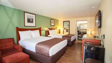 Premium bedding, desk, blackout drapes, iron/ironing board