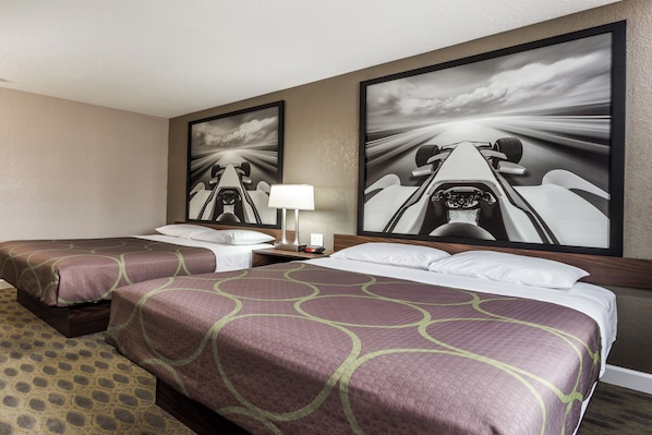 Basic Room, 2 Queen Beds | Desk, blackout drapes, iron/ironing board, free WiFi