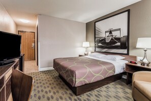 Desk, blackout drapes, iron/ironing board, free WiFi
