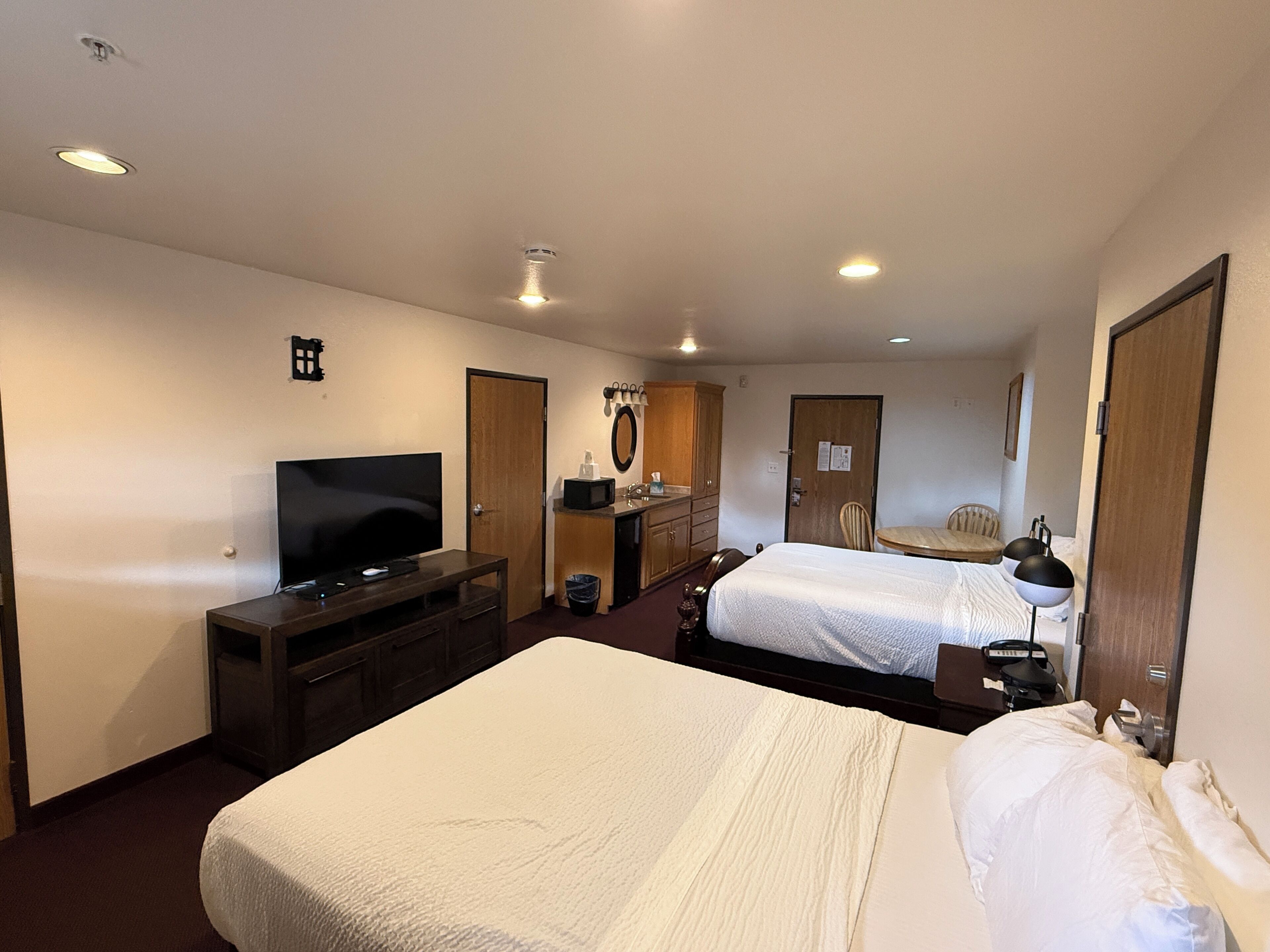 Deluxe Studio Suite, 2 Queen Beds, Non Smoking | Desk, blackout curtains, iron/ironing board, rollaway beds