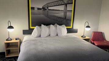 Pillow-top beds, desk, blackout curtains, free cots/infant beds