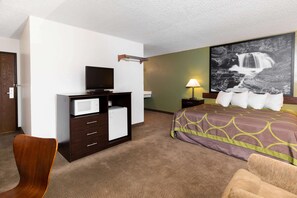 Desk, laptop workspace, free cots/infant beds, rollaway beds