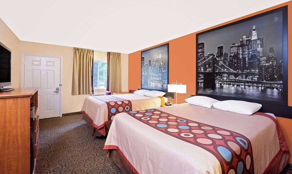 Standard Room, 2 Queen Beds, Accessible, Non Smoking | Desk, laptop workspace, iron/ironing board, rollaway beds