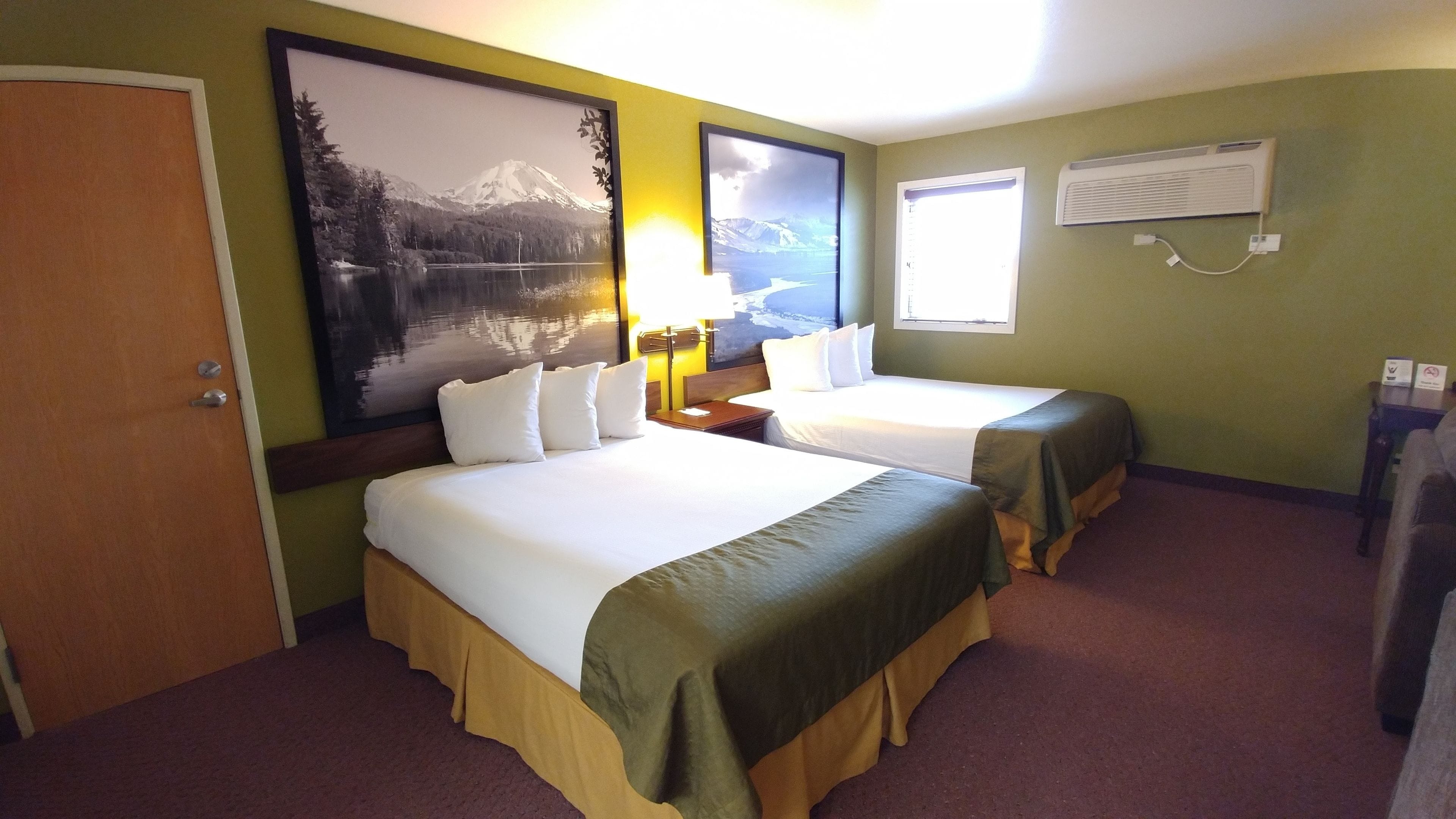 Hypo-allergenic bedding, desk, blackout drapes, iron/ironing board